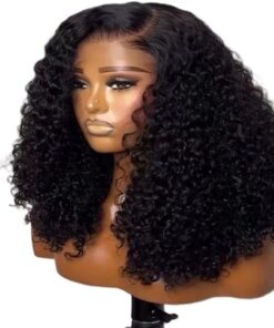 Soins capillaires Perruque Lace Front Wig Crépue Bouclée Courte Couleur Noire 13x4x1 HD Naissance Des Cheveux Pre plucked Pour Femmes Fête Quotidienne
