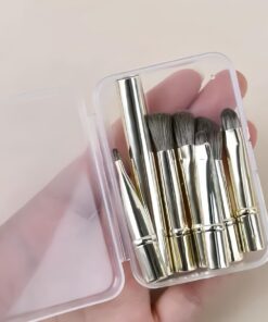 Lot de 6 pinceaux de maquillage détachables, trousse à outils de voyage portable au format de poche | Têtes de brosse interchangeables, étui compact, poils synthétiques doux, idéal pour le correcteur et le contour.