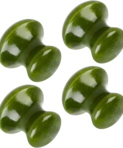 OUNONA Ensemble 4 Pierres de Massage Facial de Champignon Vert Jade, Masseur de Visage pour Spa et Détente, Outil de Massage Musculaire Visage pour Soin Énergétique et Circulation