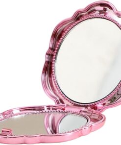 Miroir compact élégant, verre en forme de , miroir pliable de 7,5 x 7,5 cm avec grossissement, accessoire de courtoisie chic avec style floral, outil de maquillage en , gadget de beauté