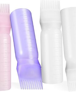 Angoily Flacon Applicateur 4 Pièces Peigne pour Cheveux en Silicone Facile à Utiliser, Multi-usages, pour Coloration et Soin Capillaire à Domicile