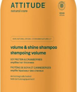 ATTITUDE Shampooing Volume & Brillance, Certifié EWG Verified, Cheveux Fins, Origine Naturelle, Végane, Extrait de Protéine de Soja & Canneberge, Parfum Fleur d'Oranger & Eucalyptus, 946 mL