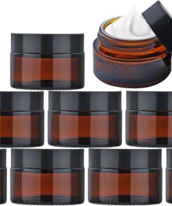 Lot de 9 pots à pommade en verre ambré de 30 ml - Petite boîte avec couvercle - Pour le remplissage de cosmétiques, lotions, crèmes