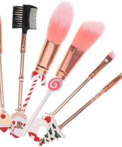 Housoutil 7pièces Kit de Pinceaux Cosmétiques pour Maquillage Pinceau Noël Pinceau Renne Mini Outils pour Garçon Fille Filles et Femmes Couleur Aléatoire