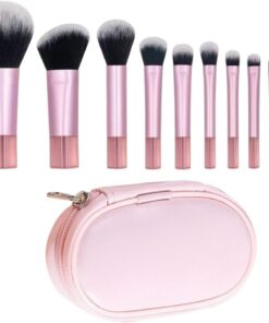 Pinceaux De De 10 Pièces Pinceaux À Doux | Outil Cosmétique Ergonomique à Manche Court et Doux pour Visage avec Poudre, Fard à Joues et à