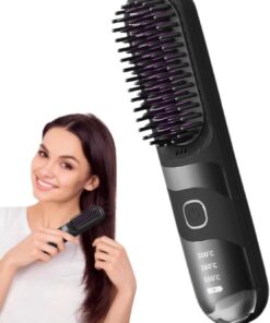 Lisseur Rechargeable Pour Cheveux Sans Fil Ionique Rechargeable Portable | Brosse Boucleur Pour Femme Coiffage Rapide Soin Capillaire Multifonctionnel Salon De