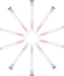 STOBAZA Lot de 10 Brosses à Mascara Rose avec Tube, Baguettes à Cils en Cristal Étincelant, Pinceaux à Paillettes, Accessoires de Maquillage pour Extensions de Cils et Sourcils, Format