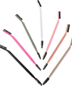 Toyvian 7 Pièces Pinceau de Maquillage Double Embout pour Yeux Brosse à Sourcils et Séparateur de Cils, Compact et Léger en Plastique et Nylon, pour Maquillage et Voyage