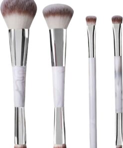 Lot de 4 pinceaux de maquillage double face pour liquides, anti-cernes, fard à paupières, sourcils, outils de maquillage pour le visage, kits de maquillage de voyage