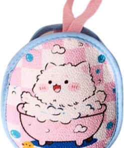Exfoliant - Filet en mousse à bulles d'air, gant de toilette à récurer, texture de frottement douce, effet renforçant la mousse, outil d'hygiène personnelle, sac blanc pour voyage sous la D, rose