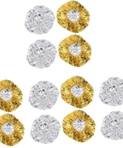 Bonnet en Feuille D’aluminium pour Soin Capillaire 16 Pièces | Or et Argenté, 8 de Chaque Couleur, Usage en Perms et Conditioning Profond, Facile à Nettoyer