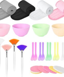 Spatule à masque facial 37 pièces de brosses en silicone réutilisables | Bol Pour Masque Facial Femme Pour domestique, beauté, , salon, clinique, gym, yoga, fête, vacances d'