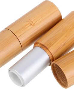 COLLBATH Lot de 2 tubes de baume à lèvres en bambou rechargeables vides pour gloss à lèvres DIY tubes légers portables durables outils de maquillage pour voyage et usage quotidien