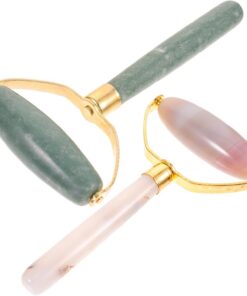 Ciieeo Rouleaux de Massage en Jade 2 Pièces Visage Yeux, Alliage D'aluminium, Qualité Fraîcheur, Outil de Massage pour Salon de Beauté