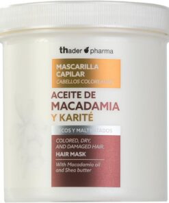Thader Pharma Masque capillaire à la Macadamia et au Karité, idéal pour les cheveux colorés, secs ou abîmés, 700 ml