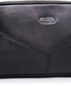 Contacts Homme Trousse de Toilette de Affaires Voyage en Cuir de Vache avec Grande Capacité Double Fermeture Éclair