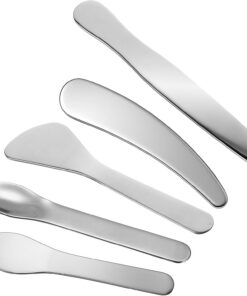 Lot de 5 spatules de maquillage en acier inoxydable - Spatules cosmétiques coréennes - Spatules multifonctionnelles pour soins du visage - Accessoires de beauté pour soins personnels du visage