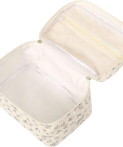 Trousse de Maquillage élégante en Coton avec Plusieurs Compartiments, Parfaite pour Les pinceaux, Les Rouges à lèvres et Les Outils de beauté, Trousse à cosmétiques imprimée