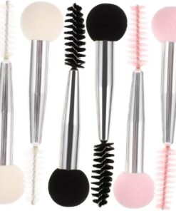 VICASKY Lot De 6 Pinceaux à Double Tête En Éponge Pour Maquillage Sourcils Et Cils, Taille Standard, Outil De Maquillage De Voyage, Usage Professionnel Et Quotidien, Couleurs Rose, Blanc Et Noir
