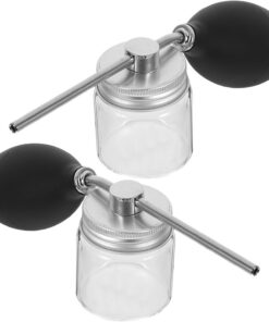 Healeved 2 Pièces Bouteille Spray pour Salons de Coiffure Professionnels et Barbiers Argenté Outil Coiffure Polyvalent en Silicone et Verre, Design Ergonomique pour Fibres Capillaires