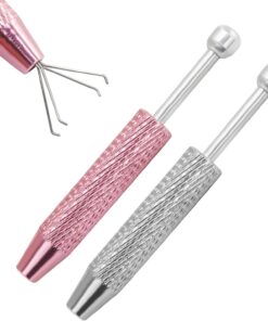 Bonsicoky Pince à épiler à 4 griffes en acier inoxydable pour la récupération de petits articles et la création de bijoux – Rose + argent