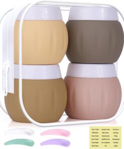 GLAMFIELDS Lot de 4 récipients de voyage pour articles de toilette, approuvés par la TSA - 50 ml - En silicone - Sans BPA - Anti-fuite - Avec couvercle - Pour cosmétiques, visage, mains, corps