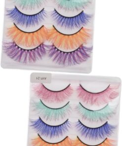 Healeved 10 Paires faux cils colorés cils moelleux en bandes complètes fake lashes accessoire fete faux magnetique naturels de fête frisé outil 5j Imitation