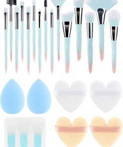 Lot de 24 pinceaux de maquillage professionnels pour poudre, visage et yeux, mélange d'éponges, accessoires pour débutants et artistes, pinceaux de maquillage de voyage