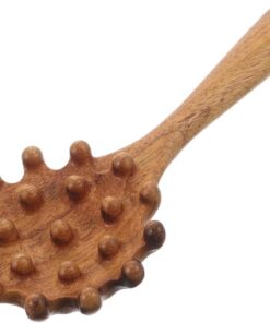 Peigne de Massage du Cuir Chevelu en Bois Couleur Café | Dents Larges, Usage Salon et Soin Capillaire, Fonction Gua Sha Massage des Points
