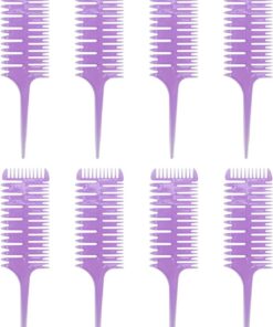 8 pièces peigne à queue 3 côtés ABS teinture pour cheveux outil de coiffure violet pour Salon à domicile stylistes professionnels amateurs de soins capillaires