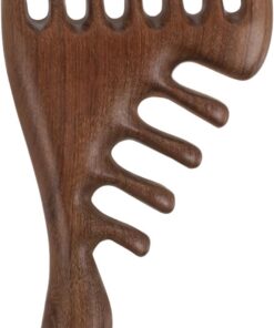 Gatuida Peigne de Massage Bois de Santal pour Cheveux Bouclés Outil de Soin Capillaire avec Dents Larges Design Compact pour Voyage
