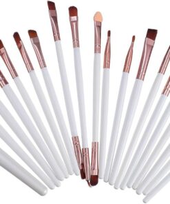 Set de Pinceaux de Maquillage en Bois 20 Pièces, Outil Cosmétique Portable | Fibres Denses, 20 Types Inclus, Blanc, pour Contouring et Détails du Visage