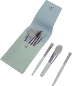 Set Pinceaux Maquillage 9 Pièces en Fibre Artificielle, Outil Débutant | Paquet Pu, Manches Bois, Format Portable, Usage Quotidien, pour Passionnés