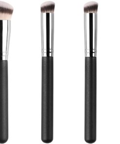 Lot de 4 pinceaux de maquillage pour contour des yeux et du visage - Kit de pinceaux de maquillage synthétiques pour mélanger, polir et fixer avec liquide, crème ou poudre - Outil cosmétique