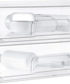 Amazon Basics Tiroirs de Rangement Empilables en Plastique, Organisateur de Maquillage, Transparent, 30,8 x 19,2 x 9,0 cm, Lot de 2