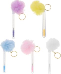 Ciieeo 5 Pièces Brosse à Cils Tube Peigne à Cils Plastique Spiral Curling Safe For Lashes Keeps Brush Clean Porte-clés