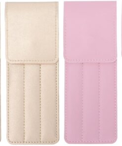STOBAZA 4 Pièces Trousse de Rangement pour Accessoires Cosmétiques en Cuir PU Rose, Étui Oblong Robuste Protection Anti-Perte, pour Pince à Épiler et Outils de Maquillage