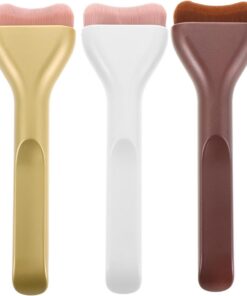 ULTECHNOVO Ensemble de 3 Pinceaux de Maquillage Professionnels Tête Plate en Nylon Application Précise du Fond de Teint Liquide, Brosse Fine en Plastique Adaptée à Toutes les Peaux