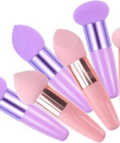 VOSAREA Lot de 6 Éponges à Maquillage en Latex Poignée Stylos de Maquillage Humides et Secs Accessoires Professionnels pour Fond de Teint