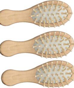 Healeved Peignes en Bois Multifonctionnels 3 Pièces Mini Portables Coussin D'air Massage Cuir Chevelu pour Types de Cheveux Usage Quotidien Soins Capillaires