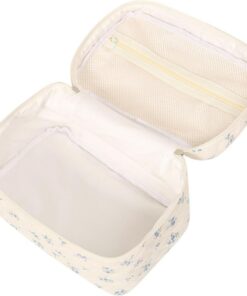 Trousse de Maquillage élégante en Coton avec Plusieurs Compartiments, Parfaite pour Les pinceaux, Les Rouges à lèvres et Les Outils de beauté Trousse de Maquillage élégante en Coton avec