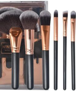 Lot de 8 pinceaux de maquillage portables avec étui en PVC pour fond de teint, poudre, fard à paupières, outil de mélange - Noir