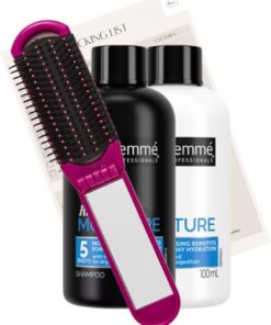 Mini Travel Essentials Ensemble shampooing et après-shampoing de voyage pour femme – Shampooing hydratant riche 100 ml et après-shampoing 100 ml, brosse pliante avec miroir et liste d'emballage de