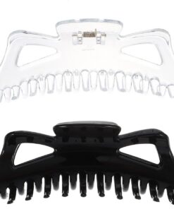 OUNONA Lot de 2 Pinces à Cheveux Griffes Géantes, Grand Format, Plastique Solide, Noires et Transparentes, Maintien Sécurisé, pour Femmes, Coiffage Quotidien et Soins Capillaires
