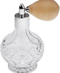 Flacon de parfum vintage pour femme de 100 ml - Atomiseur rechargeable en verre vide - Outil de maquillage (jaune clair)