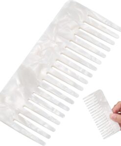 VICASKY Peigne pour Cheveux Anti-statique en Feuille D'acétate Blanc, Peigne Large Coloré pour Soins Capillaires à Domicile ou Salon, Démêlant et Élégant