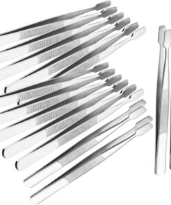 15pièces Pince à Cils Plate Acier Inoxydable Applicateur de Faux Cils Outil de Précision pour Pose et Ajustement