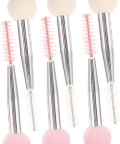 Healvian 6pièces Coffret Pinceaux Maquillage Double Embout Applicateur Éponge Pinceau Sourcils Cils Outils Cosmétiques Maquillage
