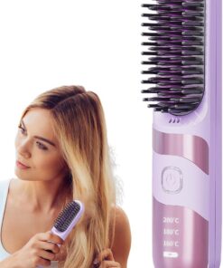 Lisseur Portable Portable Anti-Frisottis Avec Température Réglable | Brosse Boucleur Électrique Soin Capillaire Maison Mariage Ionique Rechargeable Sans Fil Portable Coiffage Rapide