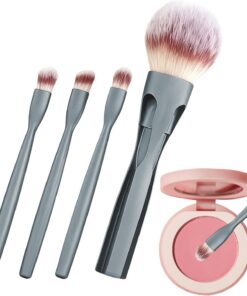Trousse De Pinceaux De 4 En 1 À Poils Magnétiques Doux | Pinceaux Poudre et de Teint Pour Poudre Visage, Blush, Fard à Paupières, Estompage, Maison, Bureau,